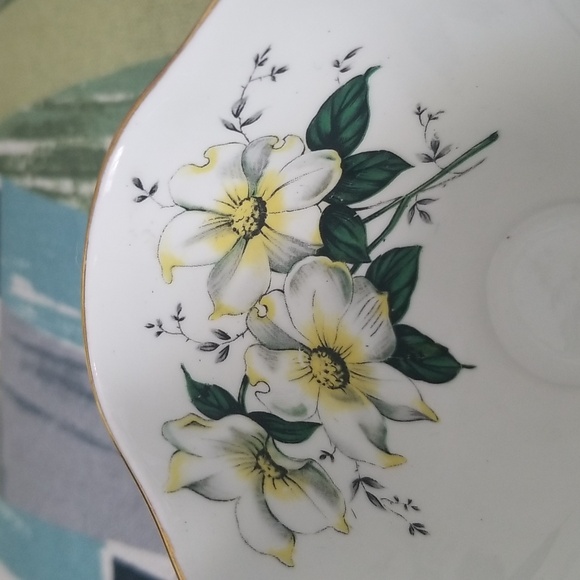 Windsor Bone China Teacup And Saucer With Gold Lace ANd Dogwood Pattern EUC - Picture 10 of 13